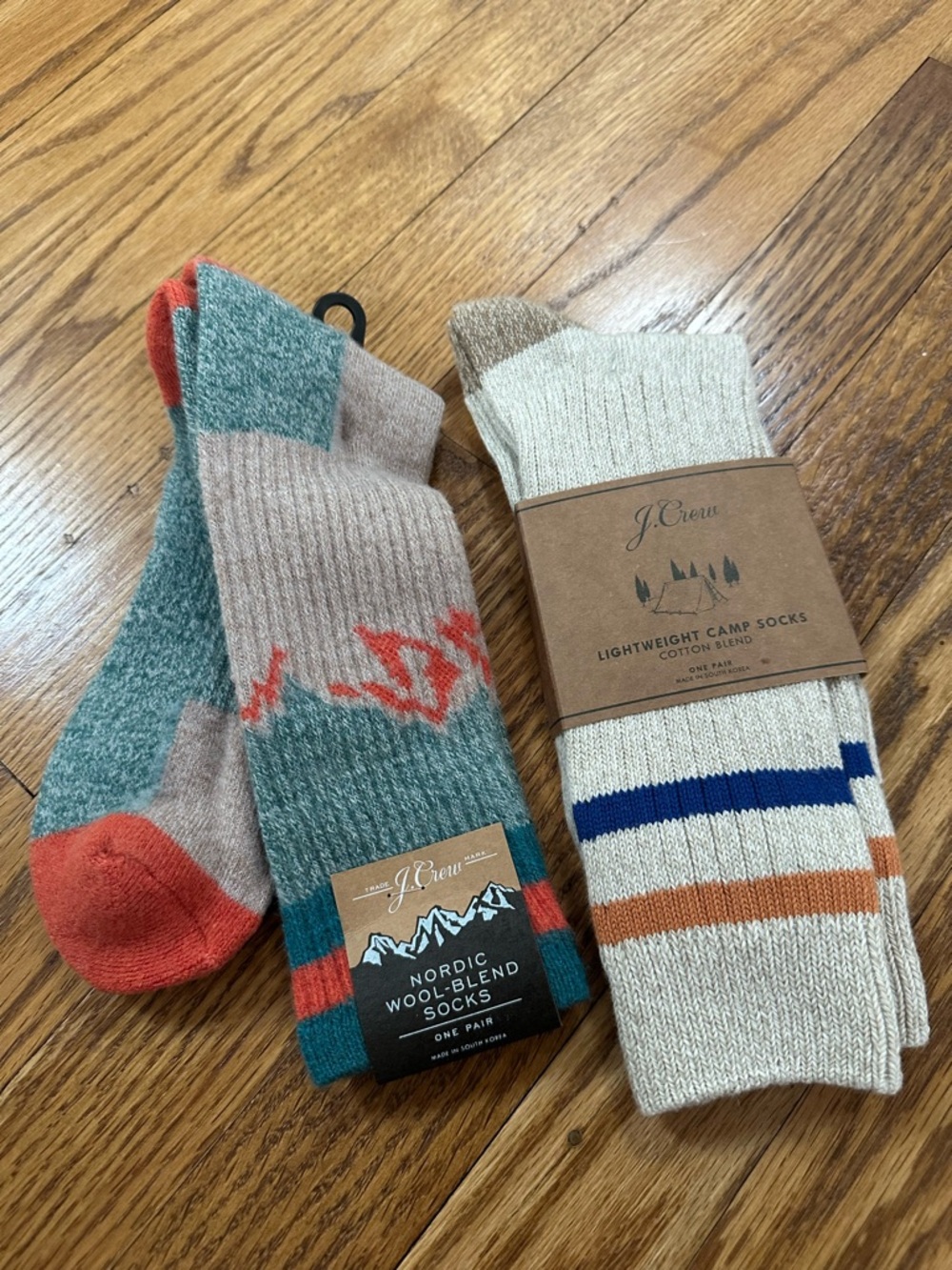 NEW J. Crew Men’s Nordic Wool-Blend & Lightweight Camp Socks - Green, Tan, Cream